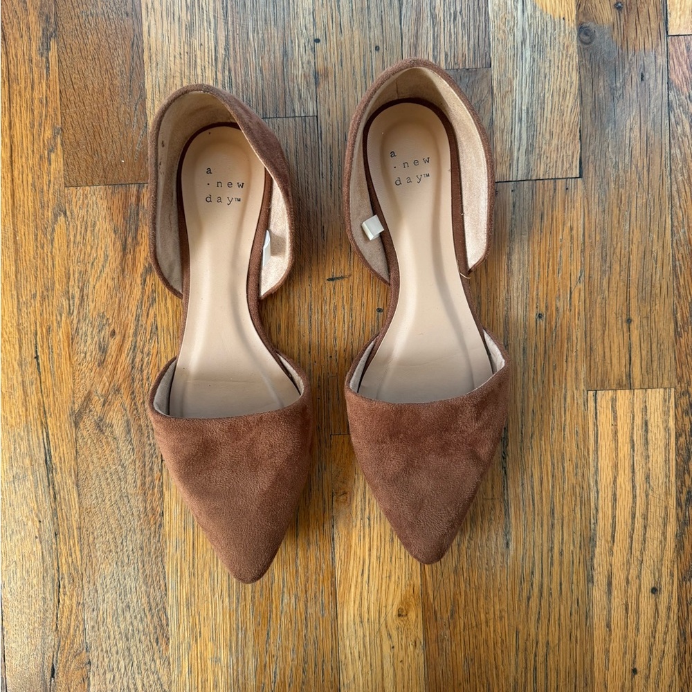 A New Day Brown Suede Flats with Pointed Toe